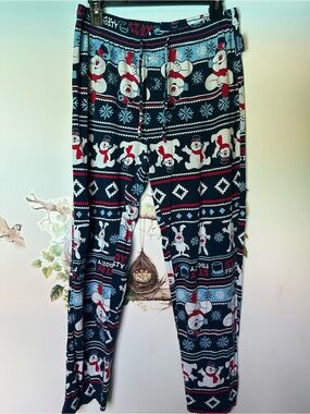 Men's Navy Snowman Holiday Lounge  Pants